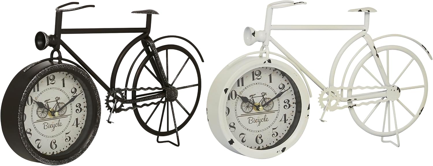 Deco 79 Metal Bike Clock, Set of 2 15"W, 9"H, Black