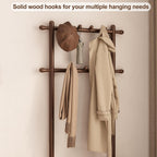 AQIMUELE Hall Tree, Coat Rack with Shoe Storage, Wooden Hall Tree with Bench, 11 Hooks and 2-Tier Storage Shelves, Entryway Bench with Coat Rack (23.6" - Deep Walnut)