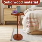Pedestal Side Table With Weighted Base and 360 Rotating Phone Holder - Small Round Table for Living Room, Home Office, Small Spaces