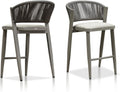 PURPLE LEAF Counter Height Bar Stool Set of 2 Outdoor Chair with Footrest Patio Bar Height Stools Wicker Barstools for Lawn Pool Stone Gray Counter Stool