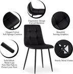 Homedot Black Dining Chairs Set of 4, Modern Upholstered Velvet Kitchen Reception Chairs Tufted, Comfortable Living Room Chairs for Apartment/Dining Hall
