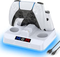 PS5 Controller Charger Station, Drop & Go Design Compatible with Sony PlayStation 5 DualSense/Edge Remotes, Fast Charging Dock with RGB Light & LED Indicator, Must Have PS5 Accessories