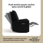Storkcraft Santos Deluxe Power Recliner Swivel Glider, Premium Electronic Nursery Rocking Chair, Oeko-TEX 100 Certified, Includes Dual-USB Charging Port with USB-A & USB-C – (Black Boucle)