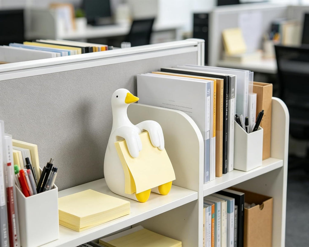 Silly Goose Pop-up Sticky Note Dispenser, Includes 1 Pad of 3x3 in Super Sticky Notes, 100 Sheets, Resin Cute Handmade Desk Holder for Office & Home, Funny Goose Desk Decorations-Yellow