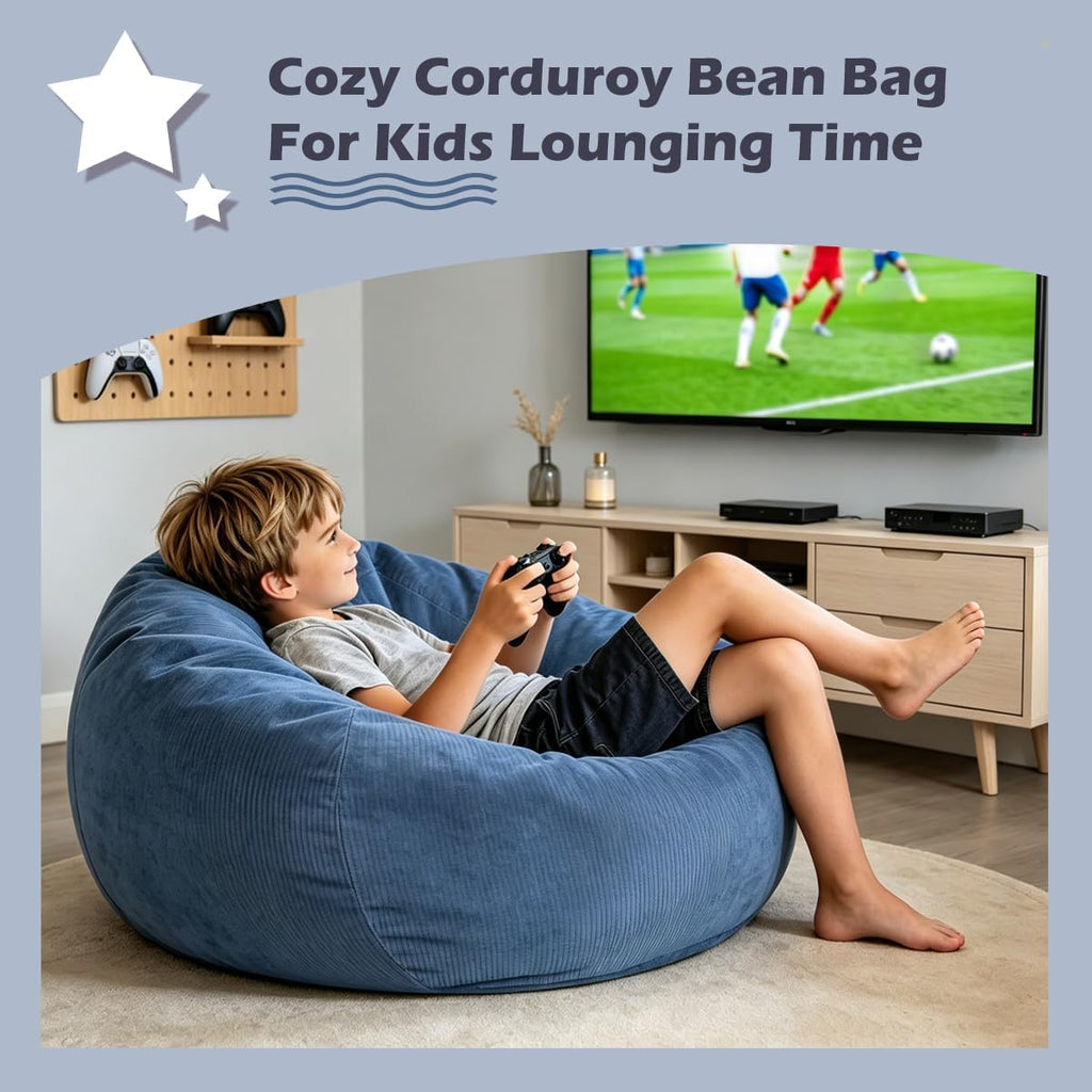 LPMOERA 3FT Memory Foam Filling Bean Bag Chair Blue