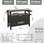 52" Anti-Rust Metal Garden Table for Planting, Planter Bench with Layered Shelves, Outdoor Storage Cabinets with Flexible Wheels for Patio Cooking and Gardening, Brown