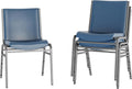 Flash Furniture 4 Pack Hercules Heavy-Duty Vinyl Lobby Chairs with Ganging Brackets and Cushioned Seats, Stacking Chairs for Waiting Rooms/Offices, Navy