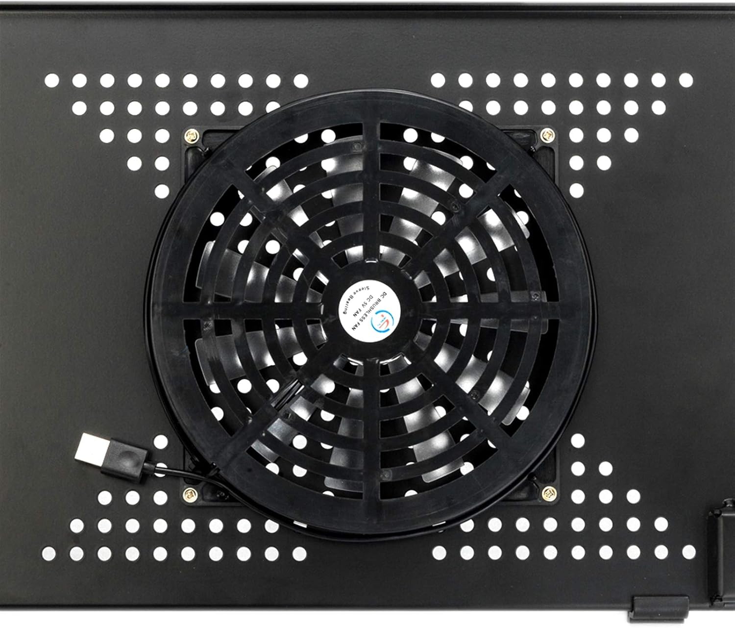 360-Degree Rotation Multifunctional Portable Folding Table with Fan & Mouse Black