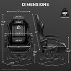 N-GEN GAMING Video Gaming Chair with Footrest Lumbar Support for Home Office High Back Recliner Height Adjustable Ergonomic Comfy Leather Computer Desk Chair (Black)