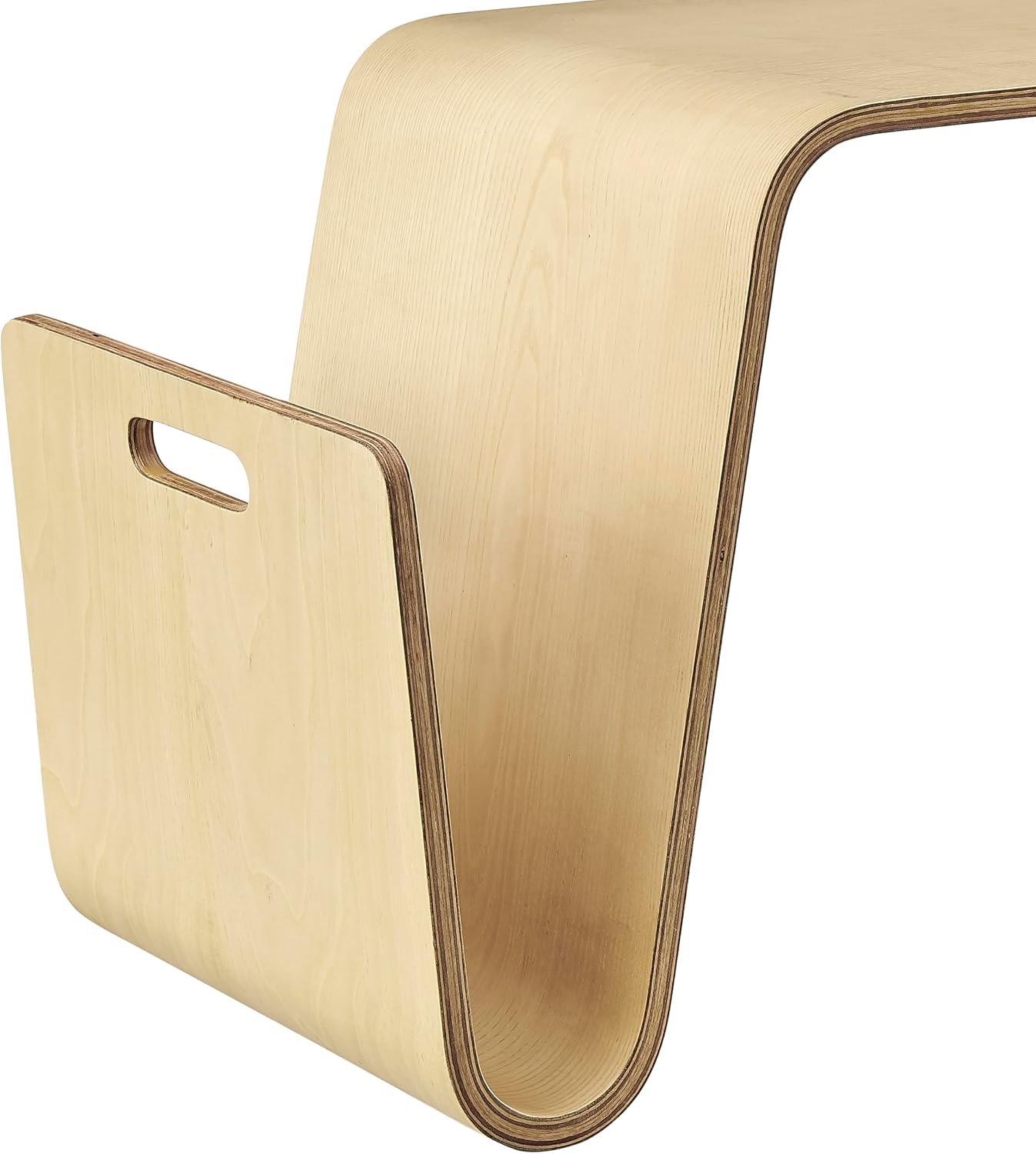 Euro Style Anise End Table | Mid-Century Modern Bentwood Style | Sofa-Side Table for Living Room, Lounge, Bedroom, Nursery, Waiting Areas or Office with Built-in Magazine Storage | Natural Veneer