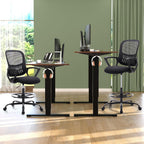 DUMOS Drafting Chair - Counter Height Adjustable Tall Office Desk Chair with Fixed Armrests and Comfortable Lumbar Support for Standing Desk, for Bedroom Livingroom, Black