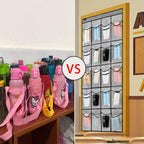 Over Door Hanging Water Bottle Holder Cup Organizer for Kitchen Pantry Glass Bottle Storage Rack with 20 Pockets (CLEAR PVC POCKETS)