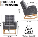Nursery Rocking Chair with Retractable Footrest,Accent Rocker for Relaxing, Side Pocket,A+ Grade Rubber Wood,Suitable for Living Room,Bedroom and Balcony (Teddy Fleece, Dark Gray)
