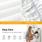 Grey Vertical Striped Bed Skirt Queen Size 16 Inch Drop, Adjustable & Elastic Wrap Around Bed Skirts Pleated Luxury Dust Ruffles for Twin Full Queen Cal King Base Bed, Farmhouse Thin Line Stripes