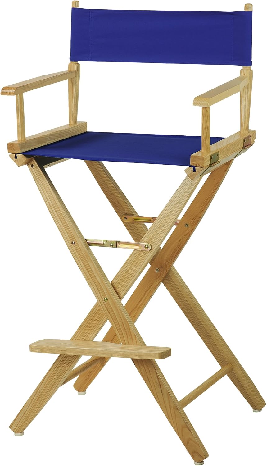 American Trails Extra-Wide Premium 30" Director's Chair Natural Frame with Royal Blue Canvas, Bar Height