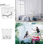 Comtelek Bed Canopy, Canopy Bed Curtains Bed Drapes for Full Queen King Size Bed Mosquito Net Bed Canopy Curtains for Patio Indoor Outdoor Room Decor Screen Netting Canopy Curtains White