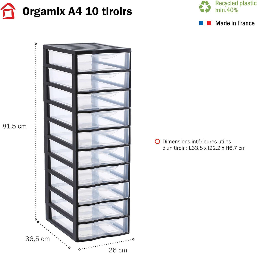 Sundis 10-Drawer DIY Storage Tower, Black