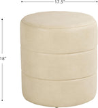 HomePop Upholstered Faux Leather Round Ottoman (No Lid, Seat Only) | HomePop Home Décor | Round Pouf Foot Rest – Cream Faux Leather