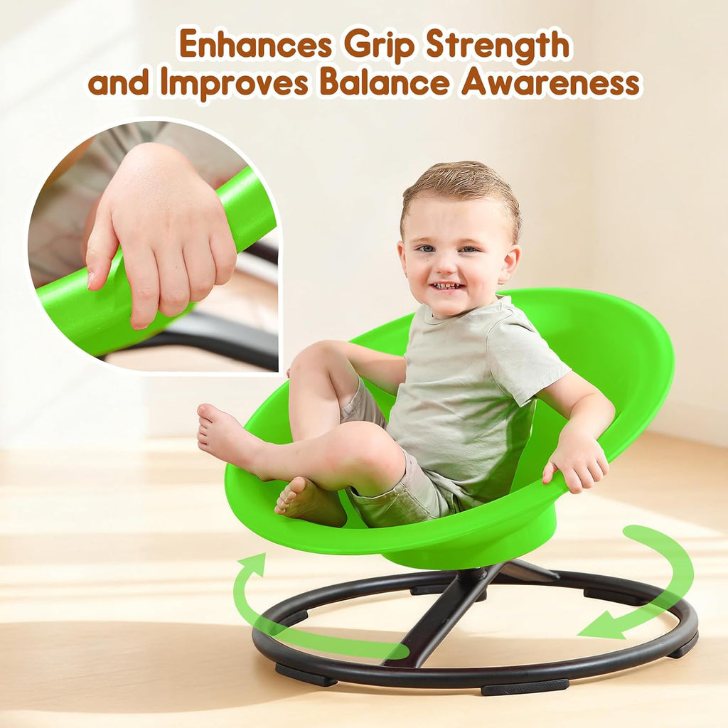 Spinning Chair for Autistic Kids, Sit and Spin Autism Toys for Age 3+, Sensory Swivel Chair Enhancing Motor Skills, Educational Indoor & Outdoor Toys (Green)
