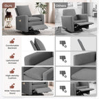 Amopatio Swivel Glider Recliner for Indoor, Nursery Rocker Chair Upholstered Single Sofa with Side Pockets and Footrest for Living Room Bedroom