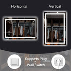 24"x 32" LED Bathroom Mirror with Light, Front and Backlit Controlled, Anti-Fog, 3 Colors Led Mirror, Dimmable, LED Wall Vanity Mirror with Lights, Memory Function, Tempered Glass,ETL Listed