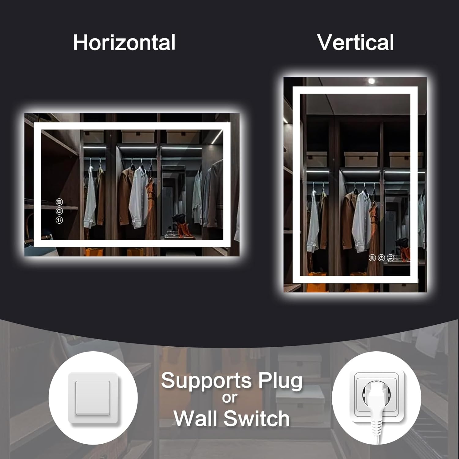 24"x 32" LED Bathroom Mirror with Light, Front and Backlit Controlled, Anti-Fog, 3 Colors Led Mirror, Dimmable, LED Wall Vanity Mirror with Lights, Memory Function, Tempered Glass,ETL Listed