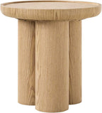 HULALA HOME Modern Round Side Table, 19.75" Oak Wood Veneer End Table with Sculptural 3-Post Base, Fully Assembled Contemporary Accent Table for Living Room, Bedroom, Small Spaces, Oak