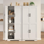 CABIHOME White Pantry Storage Cabinet 60" Tall, 2-Door Adjustable Shelf Cupboard for Kitchen, Bathroom, Living Room - Tall Storage Furniture