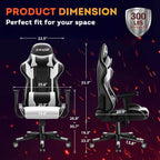 Patiowell Video Gaming Chair with Footrest Lumbar Support for Home Office High Back Recliner Height Adjustable Ergonomic Comfy Leather Computer Desk Chair(White)