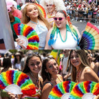 Rainbow Fan Folding Hand Feather Fans Handheld for Pride Day Parade Rainbow Party Decoration Music Festival Party Festival Decor