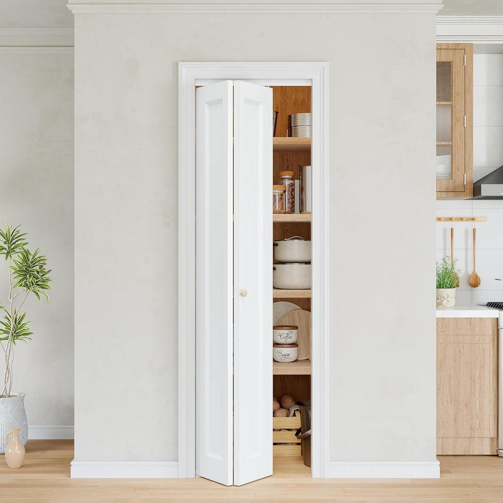 Bifold Door for 24" x80 Opening, 1-Panel Bifold Closet Door Shaker Style with Hardware Kit, Hollow Core Pre-Assembled Interior Barn Doors Panels for Closet/Pantry/Laundry, Primed