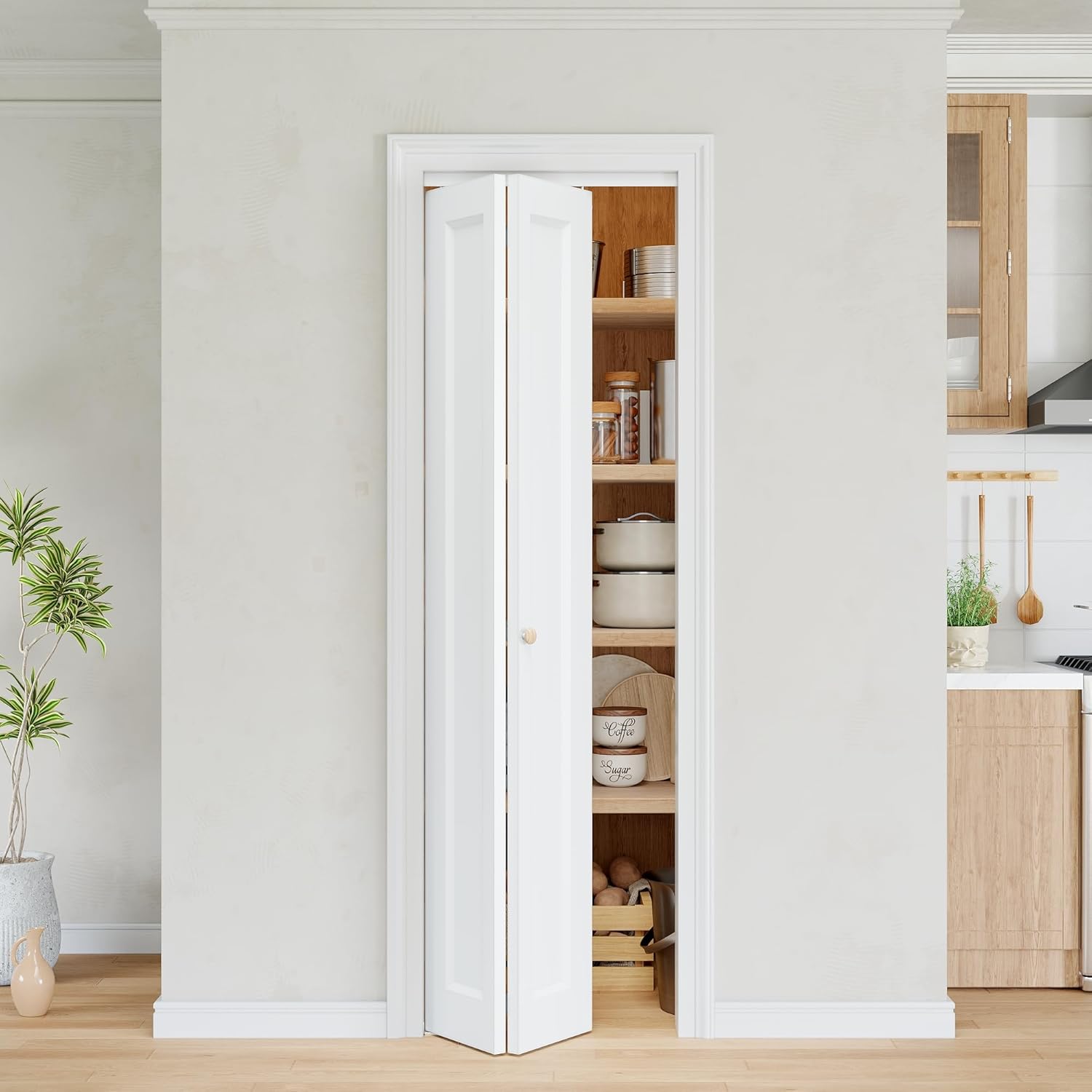 Bifold Door for 24" x80 Opening, 1-Panel Bifold Closet Door Shaker Style with Hardware Kit, Hollow Core Pre-Assembled Interior Barn Doors Panels for Closet/Pantry/Laundry, Primed