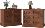 VVFLU 27.6" Wide Farmhouse Nightstand with Charging Station, 3 Drawer Nightstands Set of 2, Larger Side Table End Table, Modern Night Stand for Bedroom, Living Room, Cherry Nightstand
