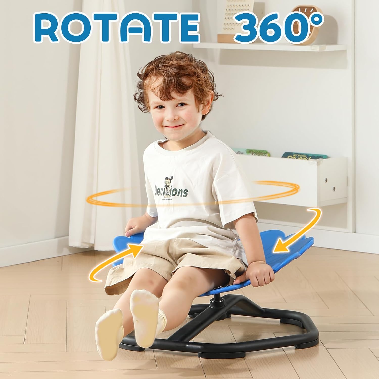 YGJT Kids Sensory Swivel Chair, Spinning Chair for Autistic Kids & ADHD Children, Autism Sensory Products Sit and Spin Activity Toys, Toddler Wobble Training Body Coordination, Blue