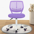 FurnitureR Purple Armless Desk Chair, Ergonomic Swivel Study Chair with Mesh Seat & Rolling Wheels, Lightweight Cute Task Chair for Creating a Cozy & Inspiring Kids’ Study Space — A Lovely Gift Choice
