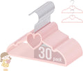 GOSCHE Baby Hangers 11 inch, Toddler Velvet Hnagers, Non-Slip for Baby and Children Clothes, Durable Ultra-Slim Space-Saving Closet Organizers, Pink, 30 Pack