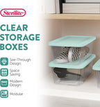 Sterilite Set of 10 Storage Boxes, Clear Plastic Stackable Containers, Lightweight Home Organizers with Snap Lids, 6 Quart, Mindful Mint