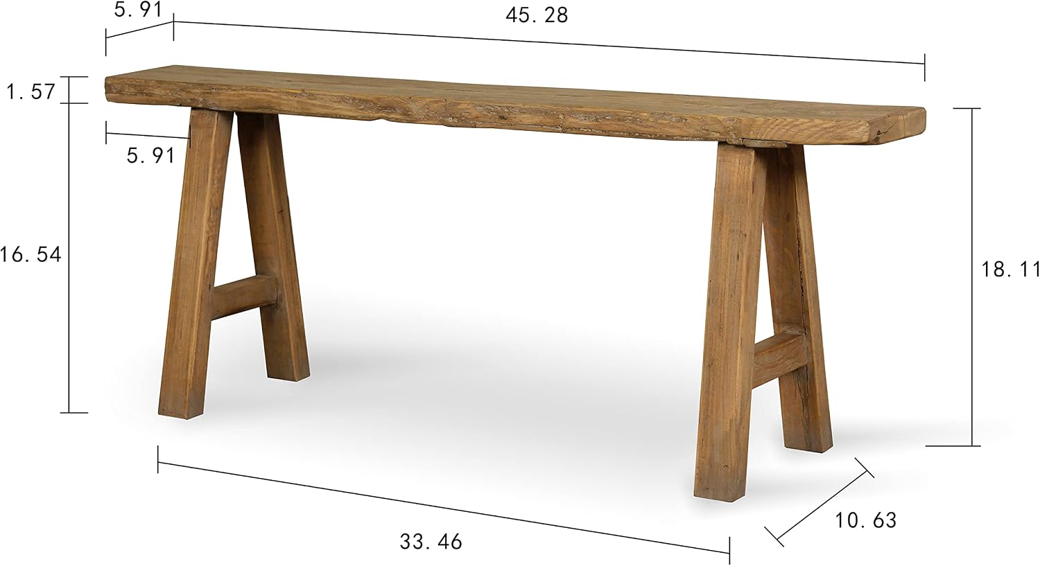 Artissance Rustic Natural Wood Noodle Bench, Long Wooden Entryway Bench, Weathered Farmhouse Indoor Outdoor Seating, End of Bed or Dining Room Bench Decor