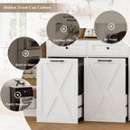 HOSTACK 71"H Kitchen Trash Can Cabinet, 12.5 Gallon Double Pull Out Garbage Can Hutch Cabinet with Trash Bin Storage Holders, 47" Wide Kitchen Pantry with Hidden Garbage Storage for Dining Room, White