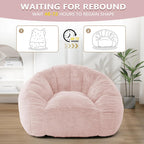Bean Bag Chair for Adults, Soft Faux Fur Giant Beanbag Chairs, Oversized Cozy Bean Bag Couch Large Reading Chair, Comfy Bean Bag Sofa for Living Room, Bedroom & Dorm, Dusty Pink