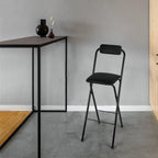 Thyle 1 Pcs Folding Bar Stool with Backrest, Tall Foldable Stool Chair Portable High Folding Bar Chair Counter Height Seat Leather Padded for Kitchen Island Shop Cafe Dining Room Black (29.5 Inch)
