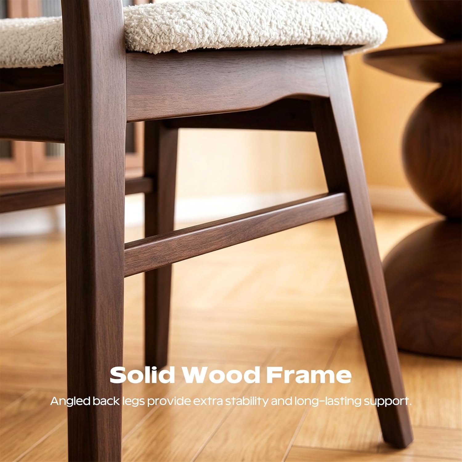 Dining Chairs Set of 2, Mid-Century Modern Dining Room Kitchen Dinner Chairs, Upholstered Vanity Living Room Chairs, Open Back and Padded Seat for Home/Kitchen/Living Room/Bedroom