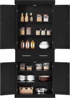 Topeakmart Kitchen Storage Cabinet, Tall Pantry Cabinet Cupboard with Drawer and Adjustable Shelves, Freestanding Storage Cabinet Organizer for Kitchen, Living Room, Dining Room, Bathroom, Black