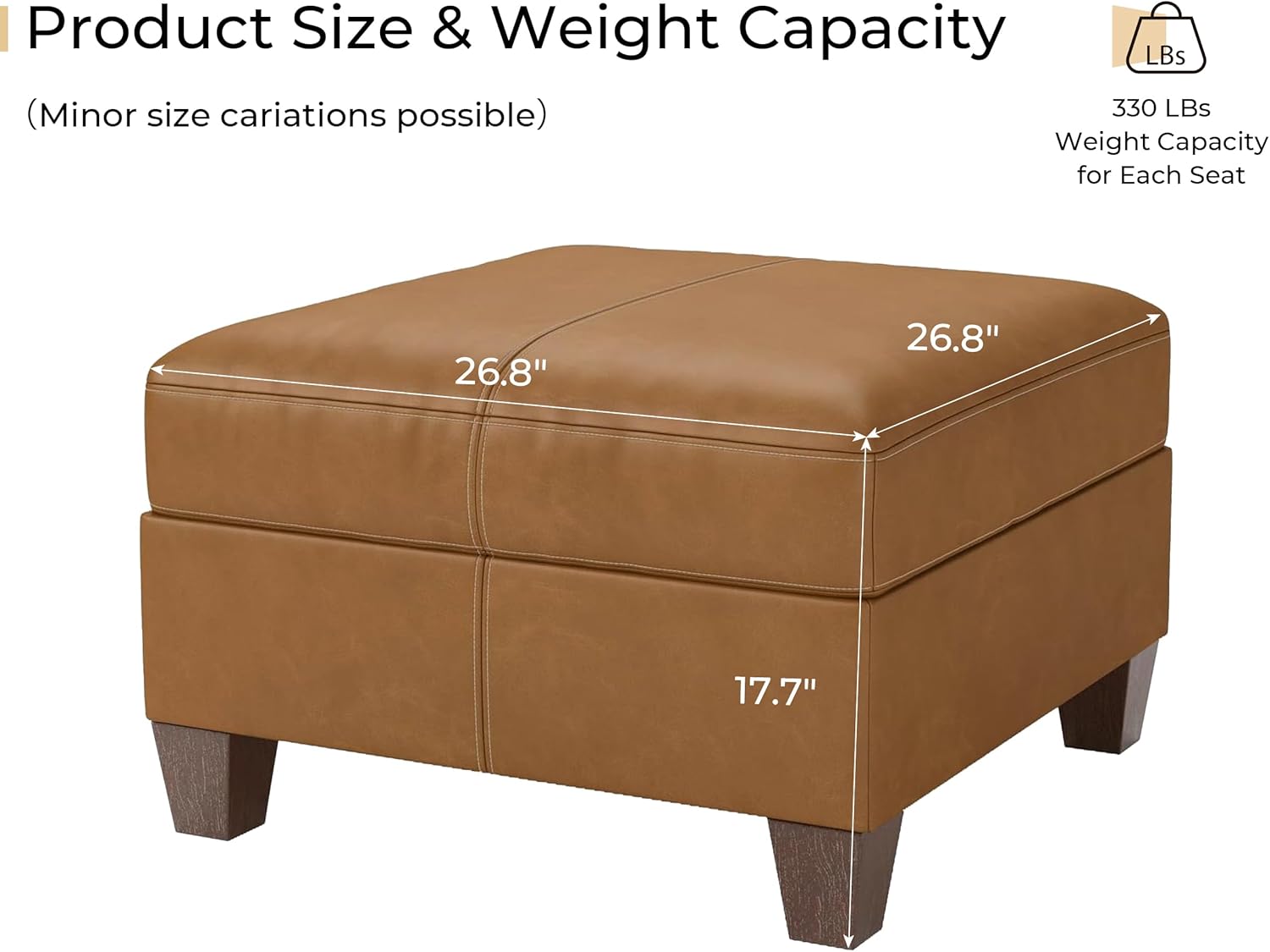 SITJOY Faux Leather Modular Sectional Sofa with Storage, Mid Century Modern Sectional Couches for Living Room, Accessories, Storage Ottoman Sectional, Brown