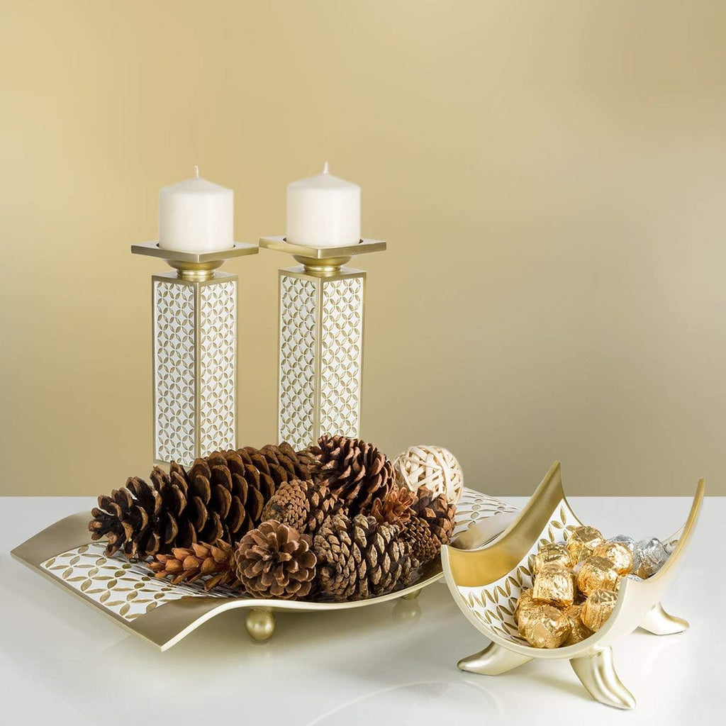 Creative Scents Schonwerk Diamond Lattice Decorative Bowl Table Centerpiece - Home Decor for Living Room, Centerpieces Table Decorations for Dining Room and Coffee Table