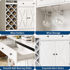 Takywep Contemporary Upright Storage Cabinet with Wine Bottle Rack | Built-in Outlet & Spacious Shelves – Multi-Functional Sideboard Credenza for Dining Area, Living Room, or Home Bar Setup