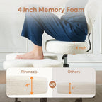 Pinmoco Ergonomic Cross Legged Chair, 360° Swivel Meditation Chair with Wheels, Height Adjustable Seat for ADHD, Strong Lumbar Support, Chic Home Office Furniture, Teddy Fabric, Off White