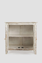 Jofran Global Archive Hand Carved Accent Chest Cabinet, 32', Weathered White