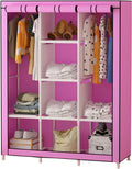 Portable Canvas Wardrobe with Hanging Rail and Shelves - Fabric Wardrobe for Bedroom, Portable Wardrobe Shelves - Organize Your Clothes Easily