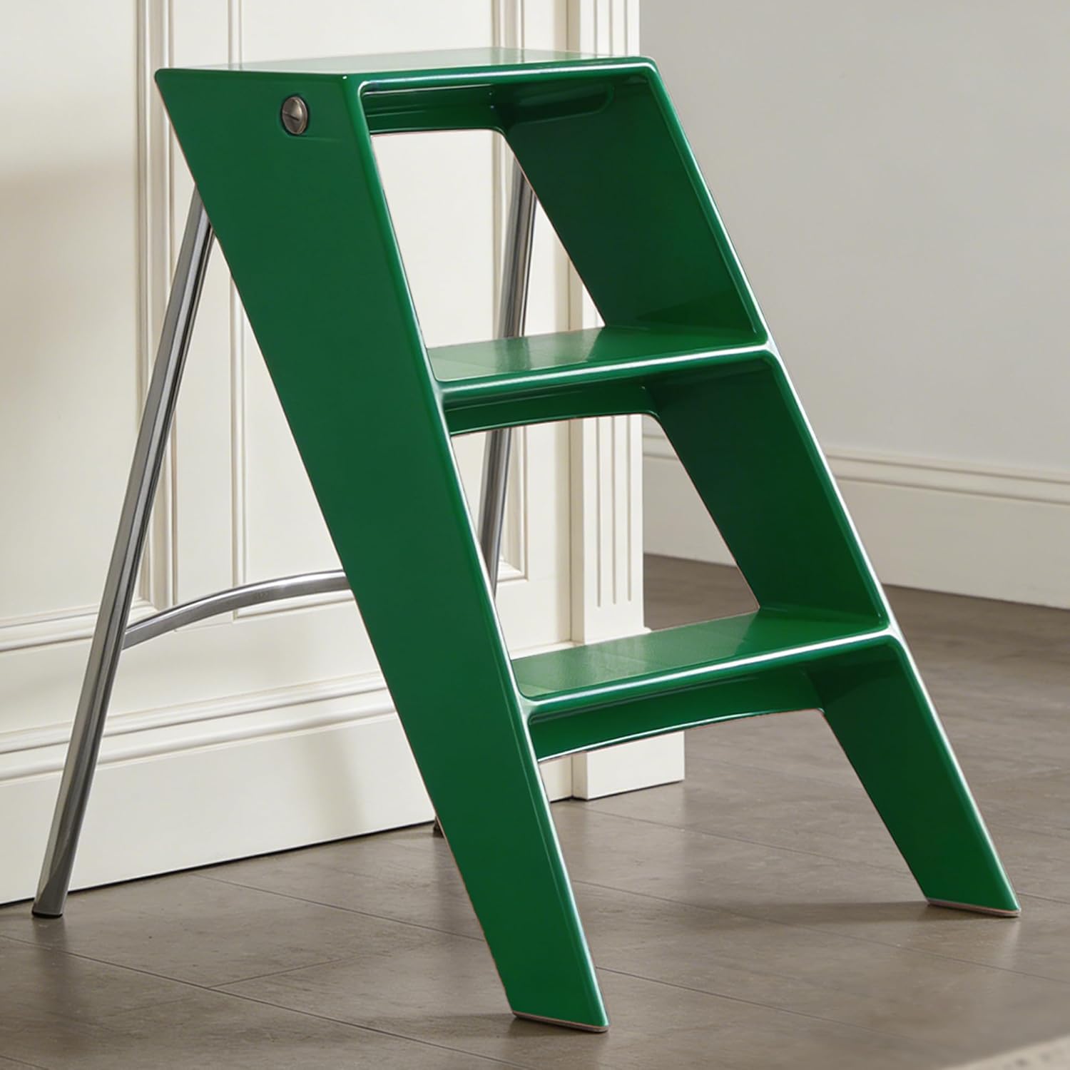 HOTEAGLE Modern Folding Chair - Multifunctional Design Doubles as Step Stool & Storage Shelf, Sturdy Engineering Plastic for Kitchen, Dining & Bistro,Green
